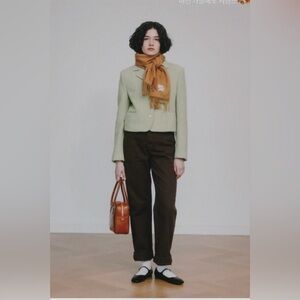 Italy Wool blazer L Blazer green‎ Career Business Office Modest Spring